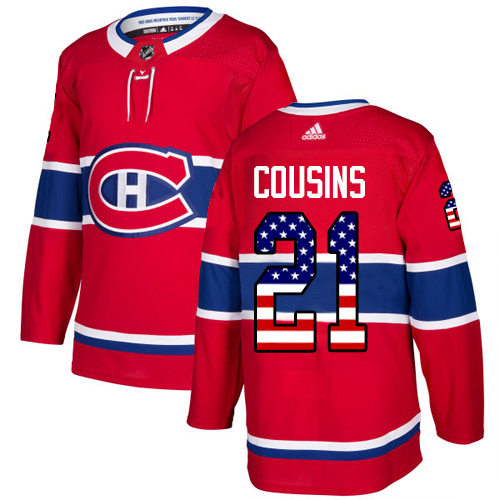 Cheap Adidas Montreal Canadiens 21 Nick Cousins Red Home Authentic USA Flag Stitched Youth NHL Jersey